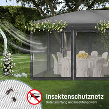 Laden Sie das Bild in den Galerie-Viewer, Faltpavillon 3 x 6 m Pop-Up – Partyzelt, Eventzelt &amp; Gartenzelt mit 4 Moskitonetzen in Grau, Blau oder beige