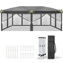 Laden Sie das Bild in den Galerie-Viewer, Faltpavillon 3 x 6 m Pop-Up – Partyzelt, Eventzelt &amp; Gartenzelt mit 4 Moskitonetzen in Grau, Blau oder beige