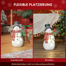 Laden Sie das Bild in den Galerie-Viewer, Schneemann Weihnachtsdeko mit LED-Beleuchtung, Batteriebetrieb, warmweiß, 38 cm
