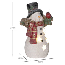 Laden Sie das Bild in den Galerie-Viewer, Schneemann Weihnachtsdeko mit LED-Beleuchtung, Batteriebetrieb, warmweiß, 38 cm