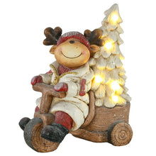 Laden Sie das Bild in den Galerie-Viewer, Weihnachtsdeko, Rentier mit Weihnachtsbaum, warme LED-Beleuchtung, Batteriebetrieb, In- und Outdoor, 44 cm