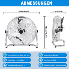 Laden Sie das Bild in den Galerie-Viewer, Windmaschine Bodenventilator Ø50 cm mit 100 Watt. Extrem stark aber sehr leise