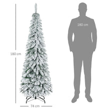 Laden Sie das Bild in den Galerie-Viewer, Künstlicher Weihnachtsbaum – 1,8 m, mit Kunstschnee, realistische Optik, schlankes Design, flammhemmend