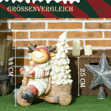 Laden Sie das Bild in den Galerie-Viewer, Weihnachtsdeko, Rentier mit Weihnachtsbaum, warme LED-Beleuchtung, Batteriebetrieb, In- und Outdoor, 44 cm