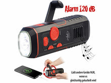 Laden Sie das Bild in den Galerie-Viewer, Taschenlampe Outdoor mit Kurbel inkl. Solar-Radio Kurbelradio. Überall einsetzbar. Unabhängig. Mit Sirene 120 db