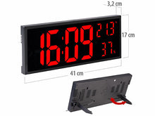 Laden Sie das Bild in den Galerie-Viewer, LED-Wand- &amp; Tischuhr, Jumbo-Uhrzeit, 41 cm Breite, Fernbedienung, Hygro-/Thermometer