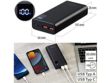 Laden Sie das Bild in den Galerie-Viewer, Powerbank 20.000 mAh. Extrem leistungsstark. Mit den neusten Anschlüssen. Für Smartphones und andere Geräte.