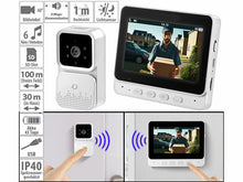 Laden Sie das Bild in den Galerie-Viewer, Funkklingel mit Video-Türsprechanlage inklusive Farb-Monitor. 4,3 Zoll Display. 10,9 cm.