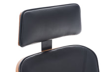 Laden Sie das Bild in den Galerie-Viewer, Designer-Bürostuhl DYTON Chefsessel Leder-Holz-Kombination