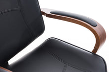 Laden Sie das Bild in den Galerie-Viewer, Designer-Bürostuhl DYTON Chefsessel Leder-Holz-Kombination