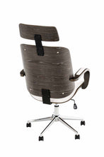 Laden Sie das Bild in den Galerie-Viewer, Designer-Bürostuhl DYTON Chefsessel Leder mit grauer Holz-Kombination