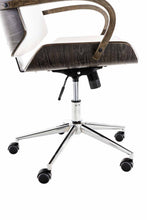 Laden Sie das Bild in den Galerie-Viewer, Designer-Bürostuhl DYTON Chefsessel Leder mit grauer Holz-Kombination