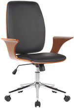 Laden Sie das Bild in den Galerie-Viewer, Designer-Bürostuhl BURBAN Bürostuhl Leder-Holz-Kombination