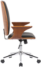 Laden Sie das Bild in den Galerie-Viewer, Designer-Bürostuhl BURBAN Bürostuhl Leder-Holz-Kombination