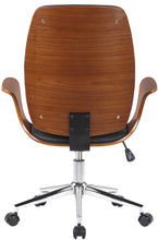 Laden Sie das Bild in den Galerie-Viewer, Designer-Bürostuhl BURBAN Bürostuhl Leder-Holz-Kombination