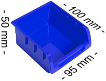 Laden Sie das Bild in den Galerie-Viewer, Wandregal mit Stapelboxen 32 tlg. Sichtlagerkästen, Steckregal, Lagerregal, Hängeregal, Sortimentskasten. Schwarz/Rot oder Schwarz/Blau
