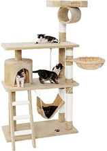 Laden Sie das Bild in den Galerie-Viewer, Katzen Kratzbaum mit vielen Kuschel- und Spielmöglichkeiten, 141cm hoch, extra breit - Diverse Farben -