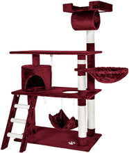 Laden Sie das Bild in den Galerie-Viewer, Katzen Kratzbaum mit vielen Kuschel- und Spielmöglichkeiten, 141cm hoch, extra breit - Diverse Farben -