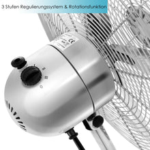 Laden Sie das Bild in den Galerie-Viewer, Standventilator Ø40 cm Luftkühler Ventilator 60W Lüfter Metall Chrom, Kupfer oder Schwarzmetall