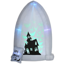 Laden Sie das Bild in den Galerie-Viewer, Aufblasbarer Grabstein Halloweendeko mit Lichtprojektion und Gebläse 1,50 x 0,90 x 2,10 m