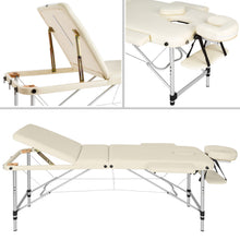 Laden Sie das Bild in den Galerie-Viewer, Aluminium-Massageliege Massagetisch Massagebank, 3 Zonen klappbar inkl. Tasche