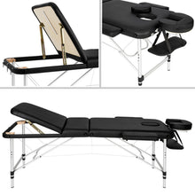 Laden Sie das Bild in den Galerie-Viewer, Aluminium-Massageliege Massagetisch Massagebank, 3 Zonen klappbar inkl. Tasche