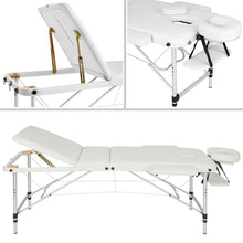 Laden Sie das Bild in den Galerie-Viewer, Aluminium-Massageliege Massagetisch Massagebank, 3 Zonen klappbar inkl. Tasche