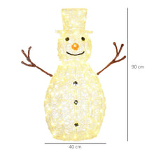 Laden Sie das Bild in den Galerie-Viewer, Schneemann Weihnachtsdeko mit LED-Beleuchtung warmweiß, 90cm