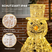 Laden Sie das Bild in den Galerie-Viewer, Schneemann Weihnachtsdeko mit LED-Beleuchtung warmweiß, 90cm