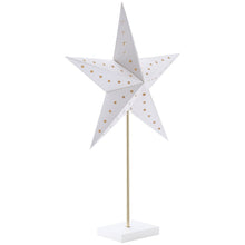 Laden Sie das Bild in den Galerie-Viewer, Tischlampe Weihnachtsstern Lampe Papierstern Lampe Leuchtstern weiß+gold, 71cm hoch