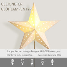 Laden Sie das Bild in den Galerie-Viewer, Tischlampe Weihnachtsstern Lampe Papierstern Lampe Leuchtstern weiß+gold, 71cm hoch