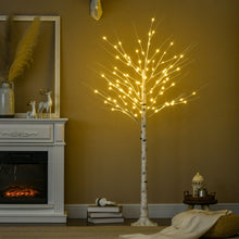 Laden Sie das Bild in den Galerie-Viewer, Birkenbaum Weihnachtsdeko mit LED-Beleuchtung warmweiß, 150cm