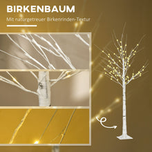 Laden Sie das Bild in den Galerie-Viewer, Birkenbaum Weihnachtsdeko mit LED-Beleuchtung warmweiß, 150cm