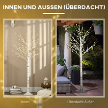 Laden Sie das Bild in den Galerie-Viewer, Birkenbaum Weihnachtsdeko mit LED-Beleuchtung warmweiß, 150cm