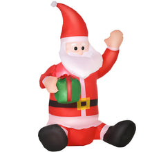 Laden Sie das Bild in den Galerie-Viewer, Aufblasbarer Weihnachtsmann sitzend mit Geschenk, 120 cm mit LED-Beleuchtung. Weihnachten Deko Luftfigur