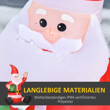 Laden Sie das Bild in den Galerie-Viewer, Aufblasbarer Weihnachtsmann sitzend mit Geschenk, 120 cm mit LED-Beleuchtung. Weihnachten Deko Luftfigur