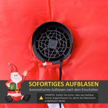 Laden Sie das Bild in den Galerie-Viewer, Aufblasbarer Weihnachtsmann sitzend mit Geschenk, 120 cm mit LED-Beleuchtung. Weihnachten Deko Luftfigur