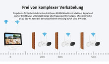 Laden Sie das Bild in den Galerie-Viewer, Überwachungskamera 4x Livebild Kamera Set mit 31 cm Monitor. 5 Megapixel. Schwenkbar. App.