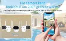 Laden Sie das Bild in den Galerie-Viewer, Überwachungskamera 4x Livebild Kamera Set mit 31 cm Monitor. 5 Megapixel. Schwenkbar. App.