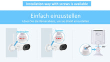 Laden Sie das Bild in den Galerie-Viewer, Überwachungskamera 4x Livebild Kamera Set mit 31 cm Monitor. 5 Megapixel. Schwenkbar. App.