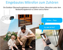 Laden Sie das Bild in den Galerie-Viewer, Überwachungskamera 4x Livebild Kamera Set mit 31 cm Monitor. 5 Megapixel. Schwenkbar. App.