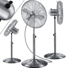 Laden Sie das Bild in den Galerie-Viewer, Standventilator Ø40 cm Luftkühler Ventilator 60W Lüfter Metall Chrom, Kupfer oder Schwarzmetall