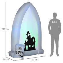 Laden Sie das Bild in den Galerie-Viewer, Aufblasbarer Grabstein Halloweendeko mit Lichtprojektion und Gebläse 1,50 x 0,90 x 2,10 m