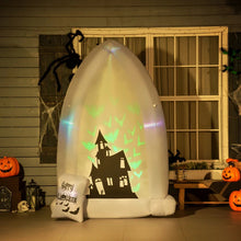 Laden Sie das Bild in den Galerie-Viewer, Aufblasbarer Grabstein Halloweendeko mit Lichtprojektion und Gebläse 1,50 x 0,90 x 2,10 m