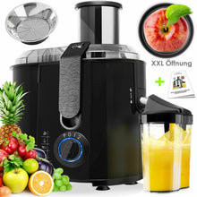 Laden Sie das Bild in den Galerie-Viewer, Entsafter für Obst und Gemüse aus Edelstahl 1.100 Watt, große 85 mm Einfüllöffnung. 3 Geschwindigkeitsstufen, Saftpresse (Juicer)