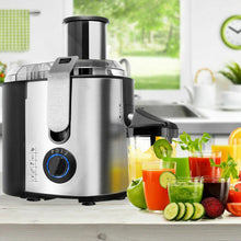 Laden Sie das Bild in den Galerie-Viewer, Entsafter für Obst und Gemüse aus Edelstahl 1.100 Watt, große 85 mm Einfüllöffnung. 3 Geschwindigkeitsstufen, Saftpresse (Juicer)