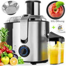 Laden Sie das Bild in den Galerie-Viewer, Entsafter für Obst und Gemüse aus Edelstahl 1.100 Watt, große 85 mm Einfüllöffnung. 3 Geschwindigkeitsstufen, Saftpresse (Juicer)