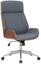 Laden Sie das Bild in den Galerie-Viewer, Designer-Bürostuhl VARRELL Chefsessel Leder-Holz-Kombination