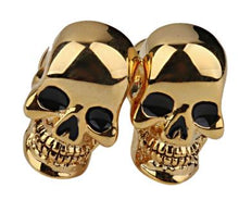 Laden Sie das Bild in den Galerie-Viewer, 1 Paar Manschettenköpfe gold, Skull, Totenkopf, massiv und hochwertig.