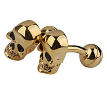 Laden Sie das Bild in den Galerie-Viewer, 1 Paar Manschettenköpfe gold, Skull, Totenkopf, massiv und hochwertig.